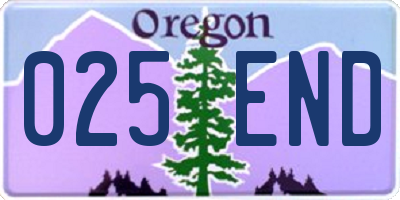 OR license plate 025END