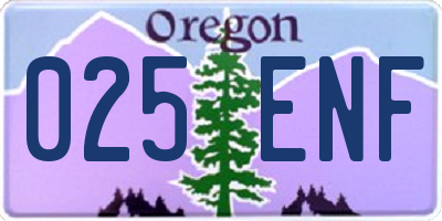 OR license plate 025ENF