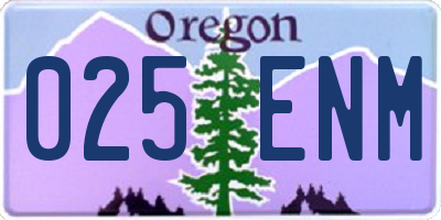 OR license plate 025ENM