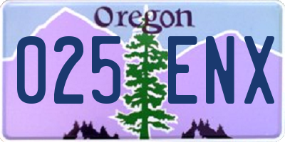 OR license plate 025ENX