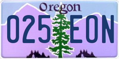 OR license plate 025EON