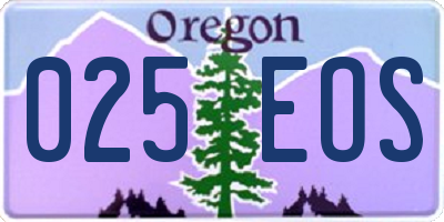 OR license plate 025EOS