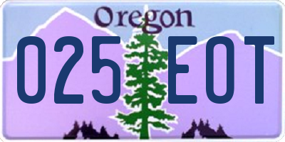 OR license plate 025EOT