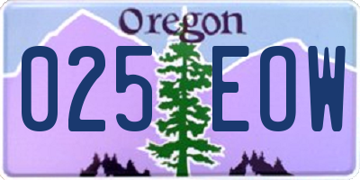 OR license plate 025EOW