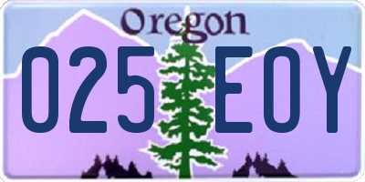 OR license plate 025EOY