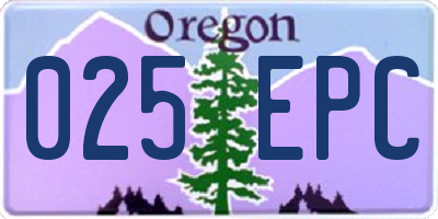 OR license plate 025EPC