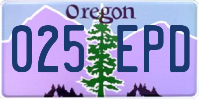 OR license plate 025EPD