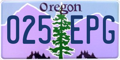 OR license plate 025EPG