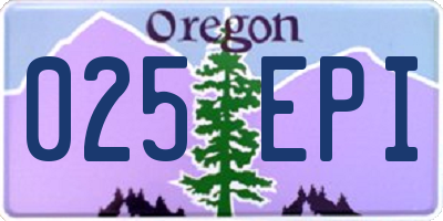 OR license plate 025EPI