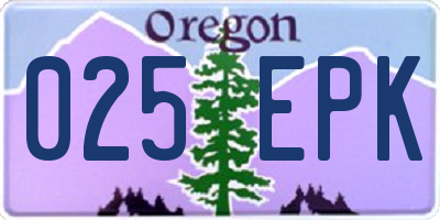 OR license plate 025EPK