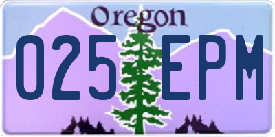 OR license plate 025EPM