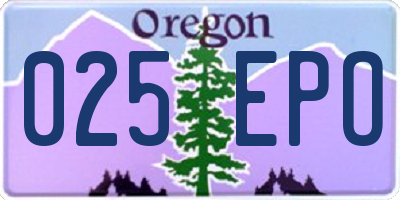 OR license plate 025EPO