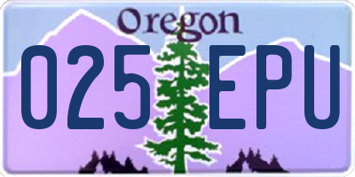 OR license plate 025EPU