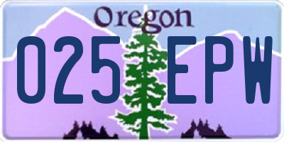 OR license plate 025EPW