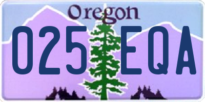 OR license plate 025EQA
