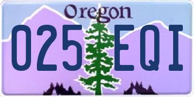 OR license plate 025EQI