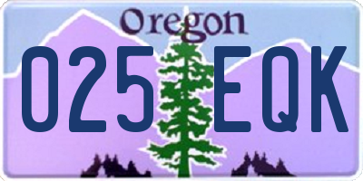 OR license plate 025EQK