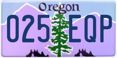 OR license plate 025EQP