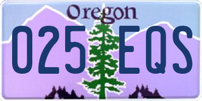 OR license plate 025EQS