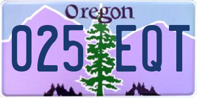 OR license plate 025EQT
