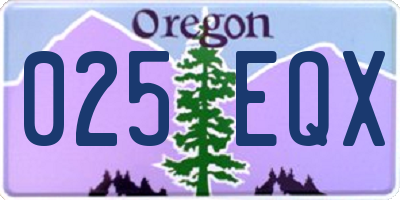 OR license plate 025EQX
