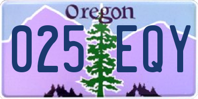 OR license plate 025EQY