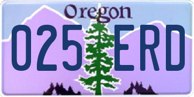 OR license plate 025ERD