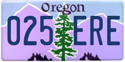 OR license plate 025ERE