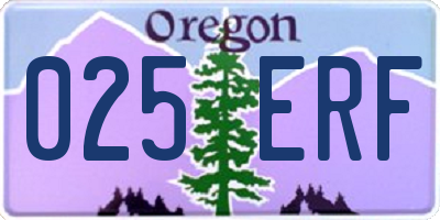 OR license plate 025ERF