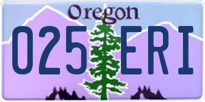 OR license plate 025ERI