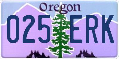 OR license plate 025ERK