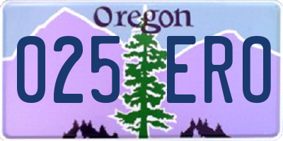 OR license plate 025ERO
