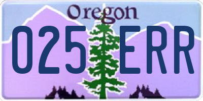 OR license plate 025ERR