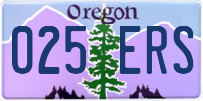 OR license plate 025ERS