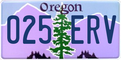OR license plate 025ERV
