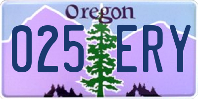OR license plate 025ERY
