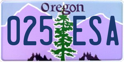 OR license plate 025ESA
