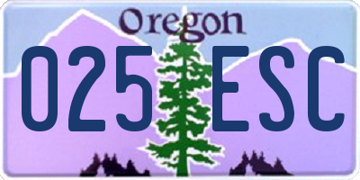 OR license plate 025ESC