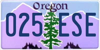 OR license plate 025ESE