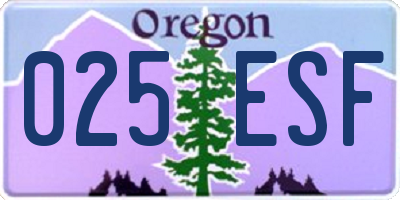 OR license plate 025ESF