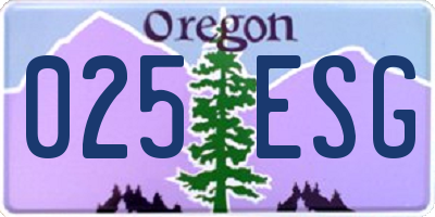 OR license plate 025ESG