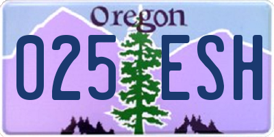 OR license plate 025ESH