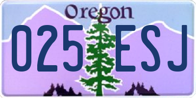 OR license plate 025ESJ