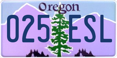 OR license plate 025ESL
