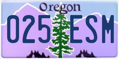 OR license plate 025ESM