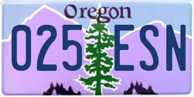 OR license plate 025ESN
