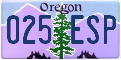 OR license plate 025ESP