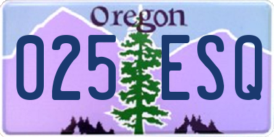 OR license plate 025ESQ