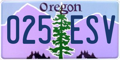 OR license plate 025ESV