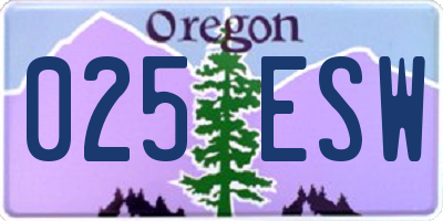 OR license plate 025ESW